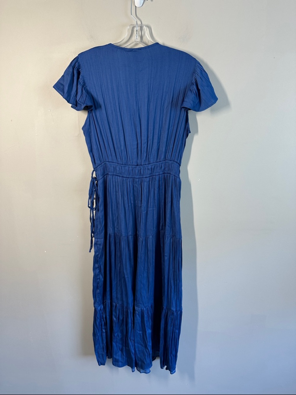 NWT Joie Blue Lapis Maxi Dress Size M Fax Wrap Tiered - Picture 2 of 15